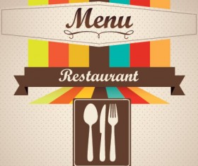 Restaurant menu cover with tableware vector 02