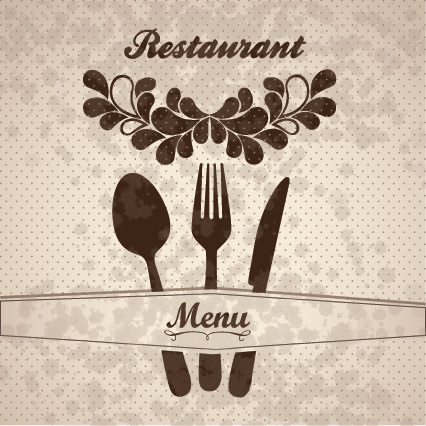 Restaurant menu cover with tableware vector 03