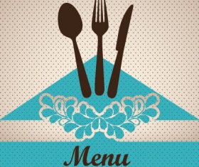 Restaurant menu cover with tableware vector 04