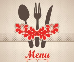 Restaurant menu cover with tableware vector 05