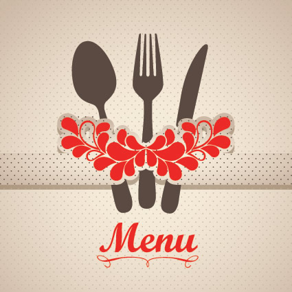 Restaurant menu cover with tableware vector 05