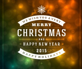 Retro christmas and new year label with blurs background vector