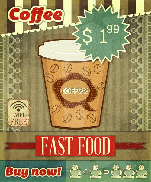 Retro coffee poster vector material