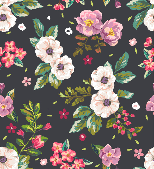 Retro flower pattern seamless vector 02