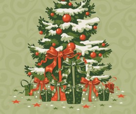 Retro xmas greeting cards vectors 01