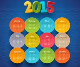Round cards 2015 calendar vector