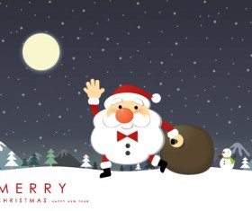 Santa with christmas gift vector material
