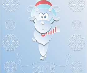 Sheep with 2015 snowflake paper background vector