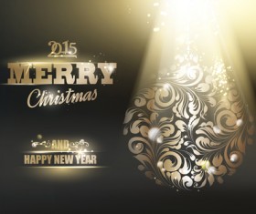 Shiny 2015 christmas and new year with floral background