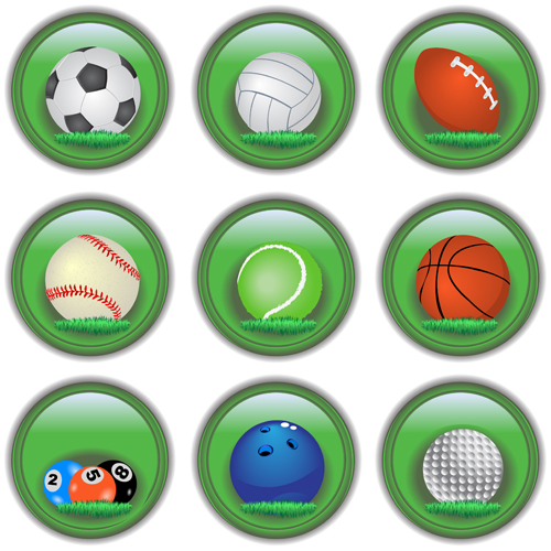 Shiny ball icons set vector 02
