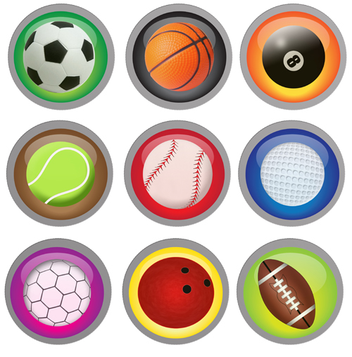 Shiny ball icons set vector 03