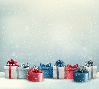 Shiny christmas gift package vector background 01
