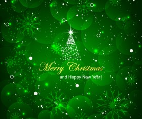 Shiny christmas tree with green background vector 02