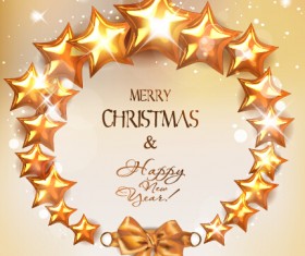 Shiny stars with bow christmas background vector