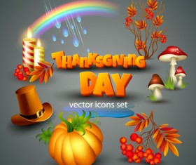 Shiny thanksgiving day vector icons set 01