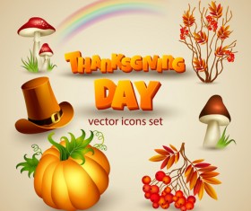 Shiny thanksgiving day vector icons set 02