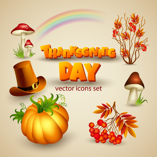 Shiny thanksgiving day vector icons set 02