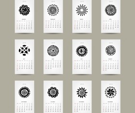 Simple 2015 calendar cards vector graphics 02