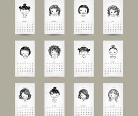 Simple 2015 calendar cards vector graphics 04