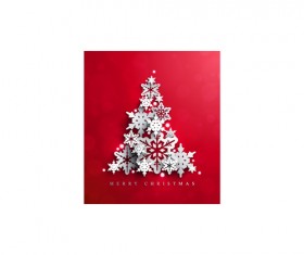 Snow christmas tree with red background vector