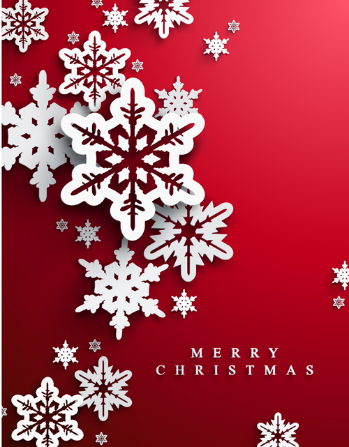 Snowflake with red christmas background 01