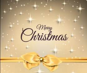 Sparkling christmas gift card with bow vector