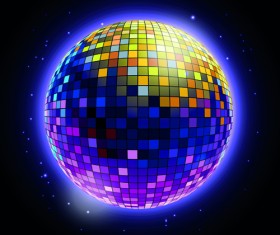 Sparkling disco neon light ball background vector 01