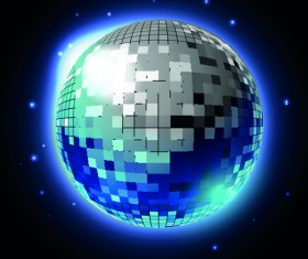 Sparkling disco neon light ball background vector 03