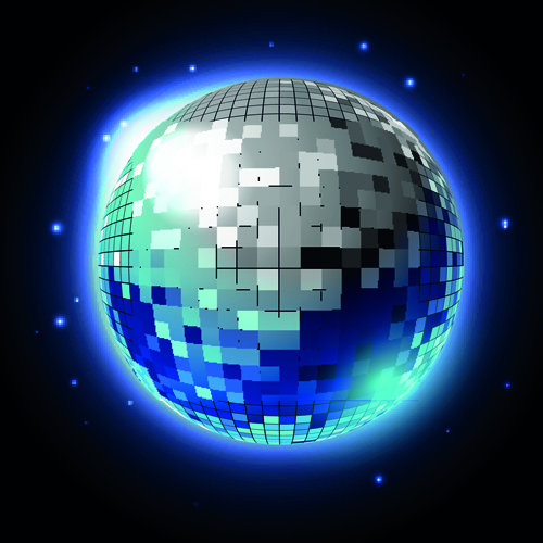 Sparkling disco neon light ball background vector 03