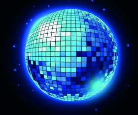 Sparkling disco neon light ball background vector 04