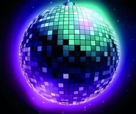 Sparkling disco neon light ball background vector 05