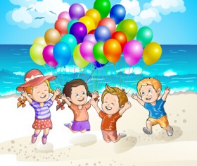 Summer beach travel illustration background vector 02