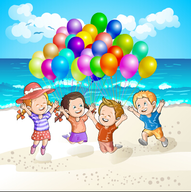 Summer beach travel illustration background vector 02