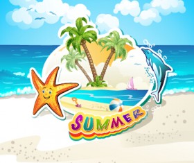 Summer beach travel illustration background vector 03