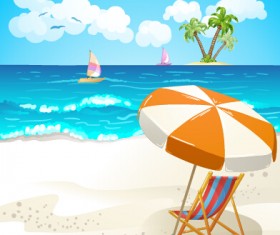 Summer beach travel illustration background vector 04