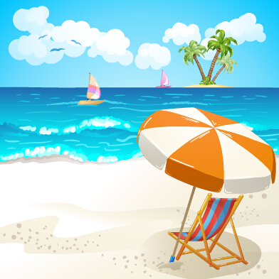 Summer beach travel illustration background vector 04