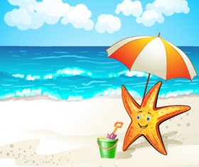 Summer beach travel illustration background vector 06