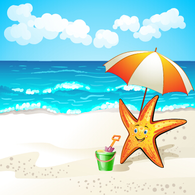 Download Summer beach travel illustration background vector 06 free ...