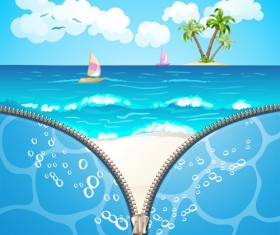 Summer beach with zipper vector background 01