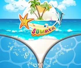 Summer beach with zipper vector background 02