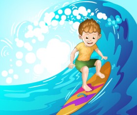Surfing child vector graphics