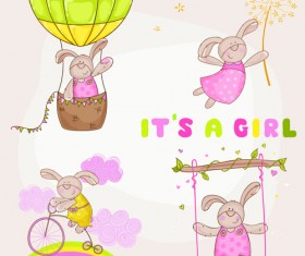 Teddy bear baby girl card vector