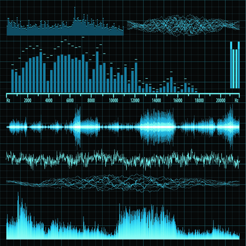 Vector audio waves background graphics 01