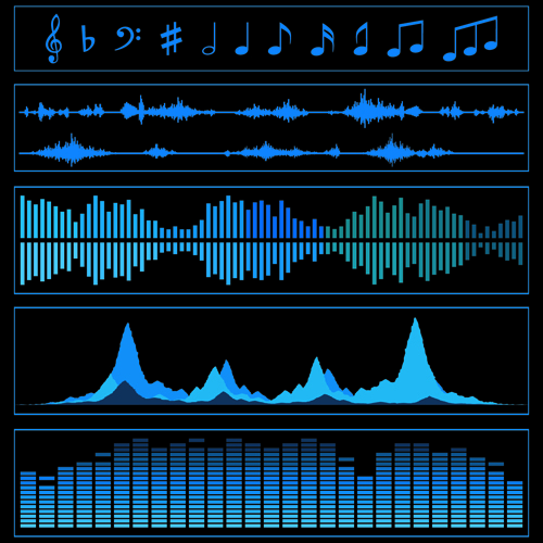 Vector audio waves background graphics 02