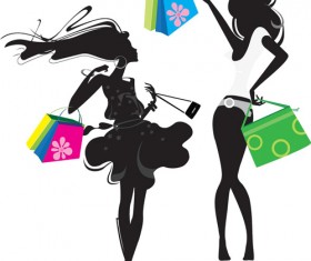 Vector fashion girls design elements set 01