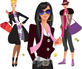 Vector fashion girls design elements set 02