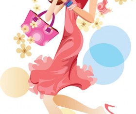 Vector fashion girls design elements set 03