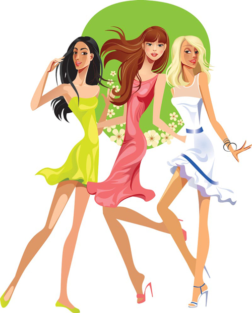 Vector fashion girls design elements set 06 free download