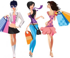 Vector fashion girls design elements set 09