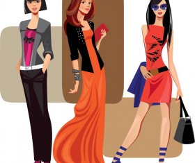 Vector fashion girls design elements set 10